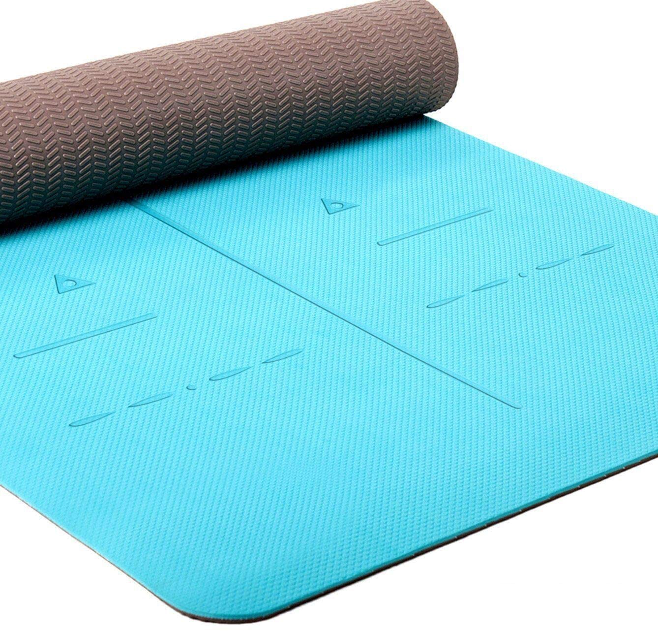 Eco-vriendelijke antislip yogamat, lichaamsuitlijningssysteem, SGS-gecertificeerd TPE-materiaal - gestructureerd antislipoppervlak en optimale demping, 72 "x 26" dikte 1/4 "